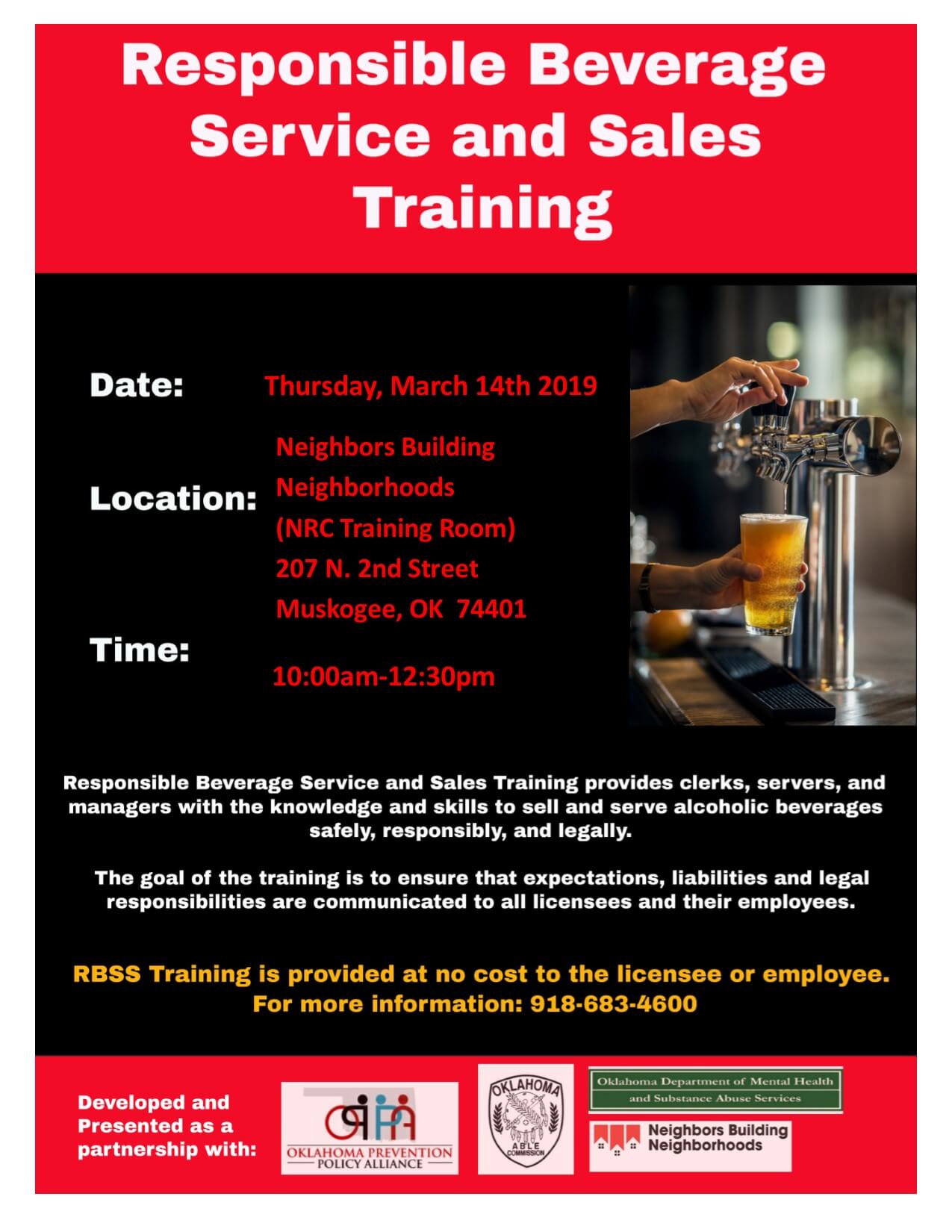 Responsible Beverage Service and Sales Training (RBSS) Muskogee